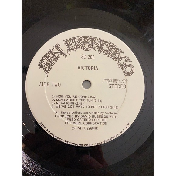 Victoria 1971 LP Promotional DJ Copy San Francisco SD 206 White Label VG+ - Picture 7 of 7